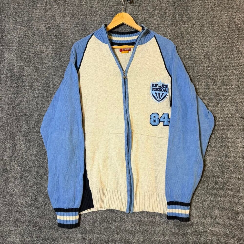 Vintage 1990’s Mecca Varsity Sweater Full Zip Blue Mens Size Large